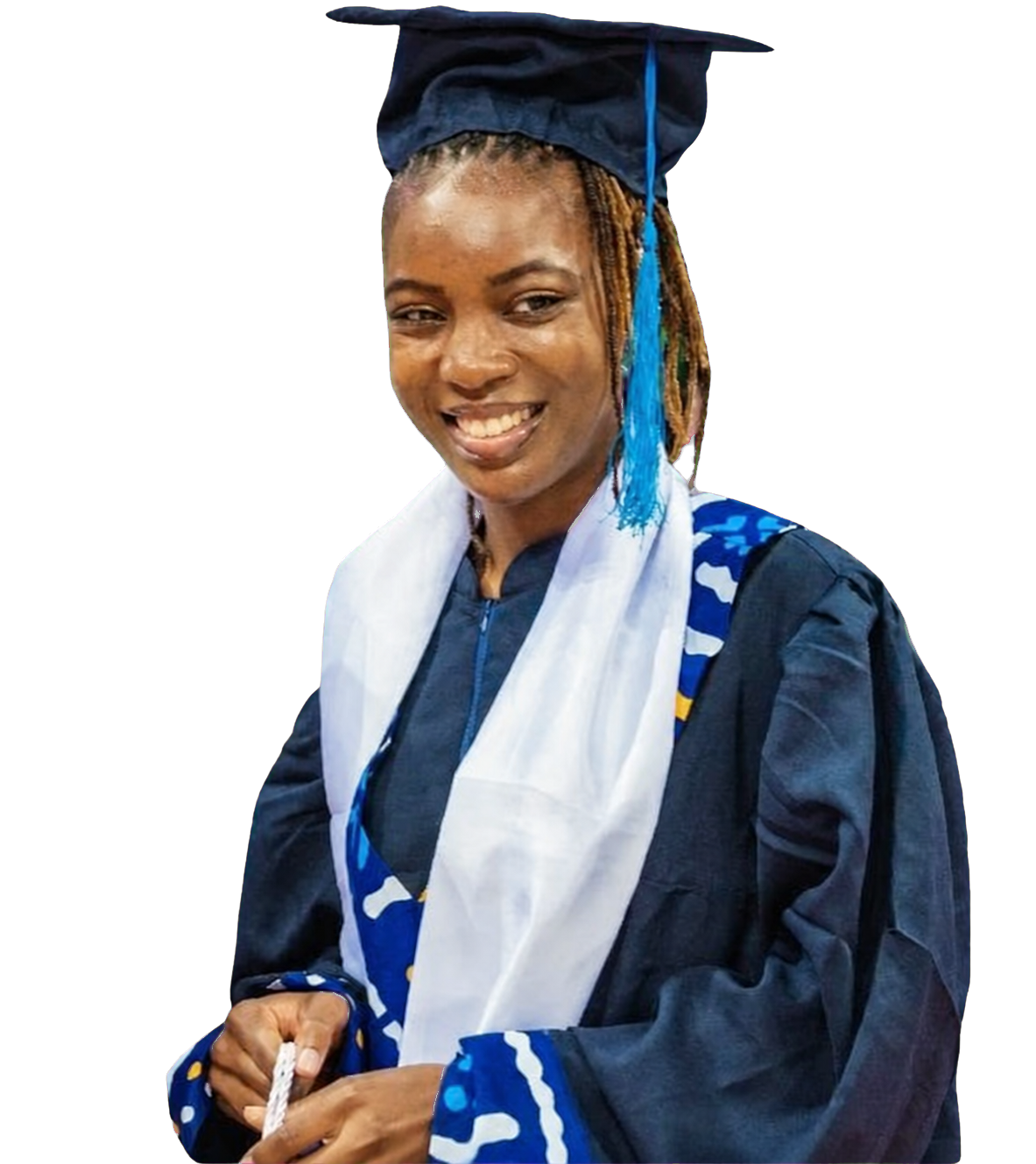 Murielle Yabada, diplômée EkoRubix Academy, en tenue de cérémonie